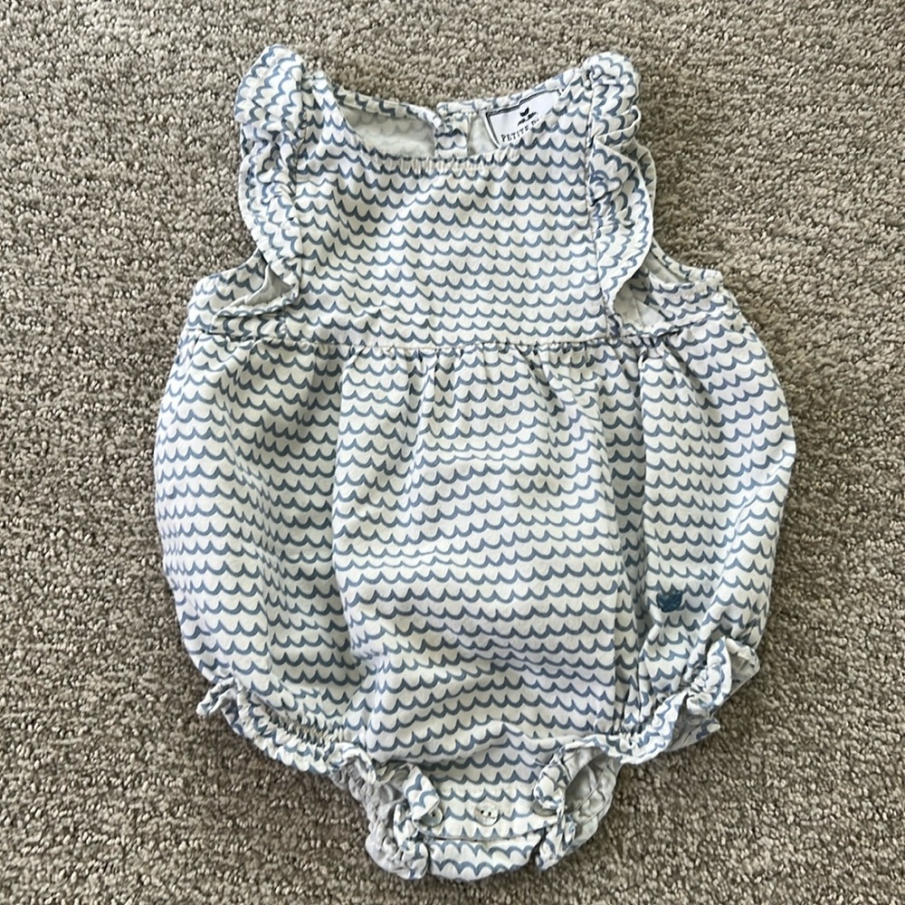 Blue and White Patterned Kids One Piece